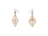 [Laser cut and engrave] Geometric Diamond Shaped Wooden Dangle Earrings