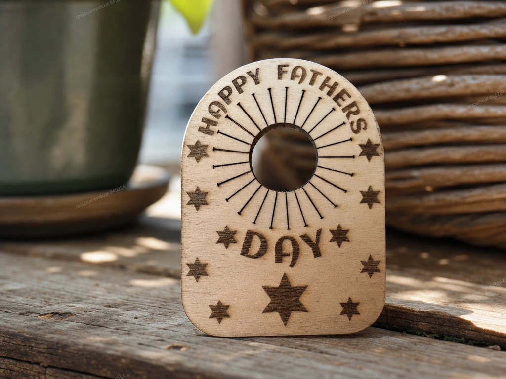 Happy Fathers Day Wooden Bottle Neck Tag