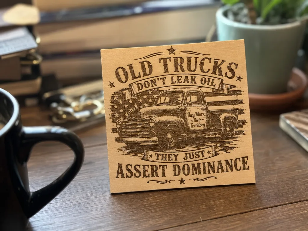 Old Trucks Don't Leak Oil Assert Dominance Wooden Sign