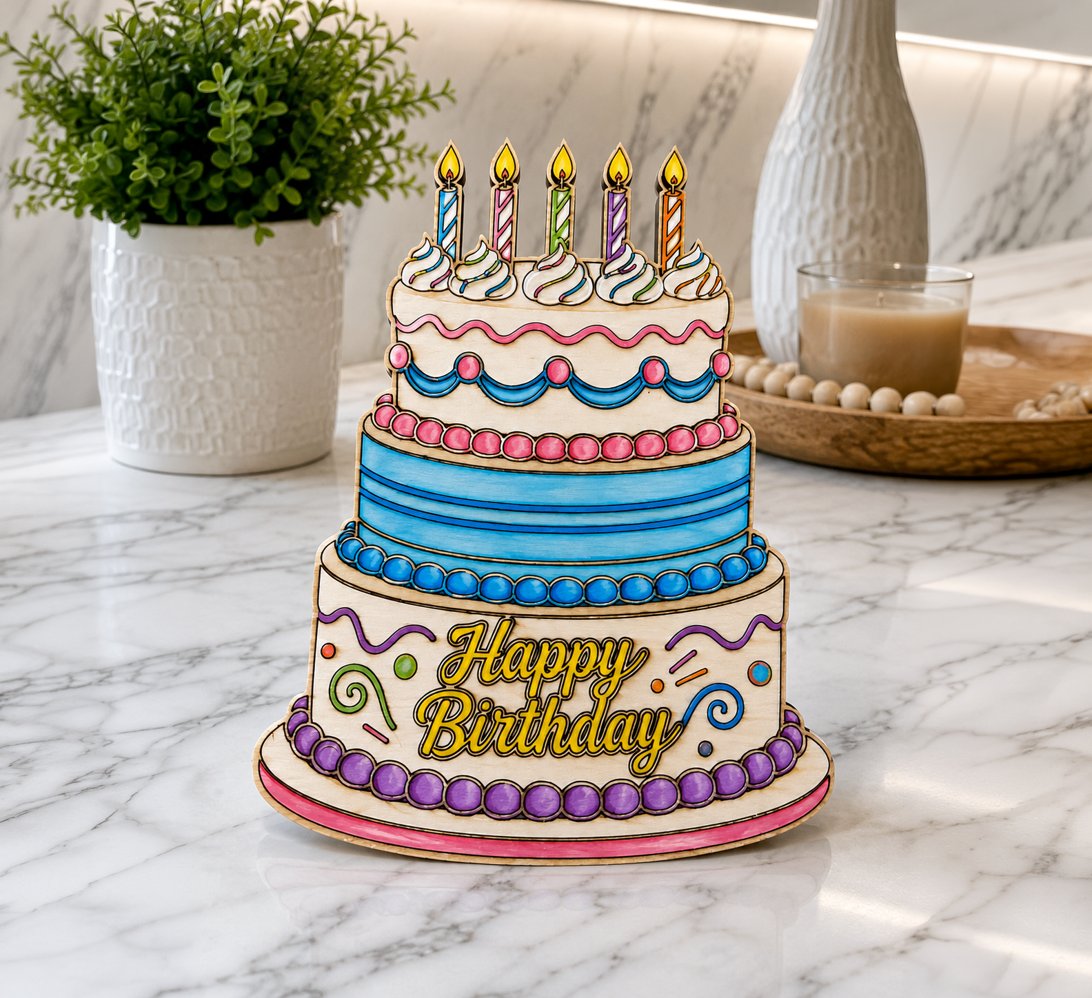 [Laser cut and engrave] Birthday Cake "Twist" Gift Card Holder