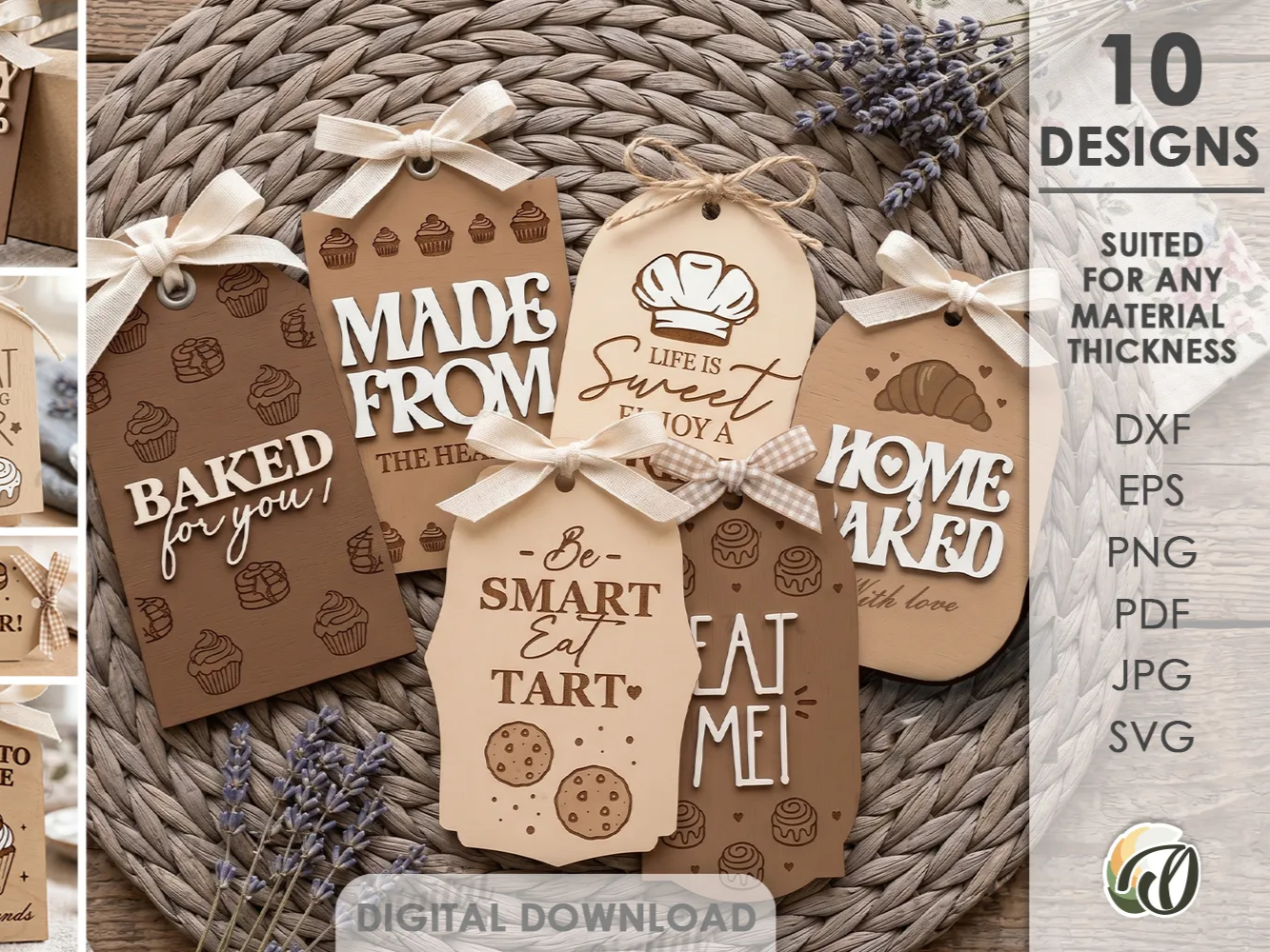 Bakery Tags Bundle. Store Treat Gift Tag Laser Cut Files. Cookie Packaging Label SVG. Baking. Cooking. Bake Sale. Kitchen