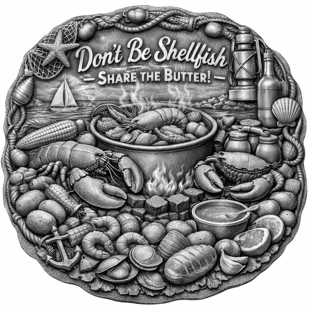 [Laser cut and engrave] Don't Be Shellfish Share the Butter Seafood Boil Wall Plaque