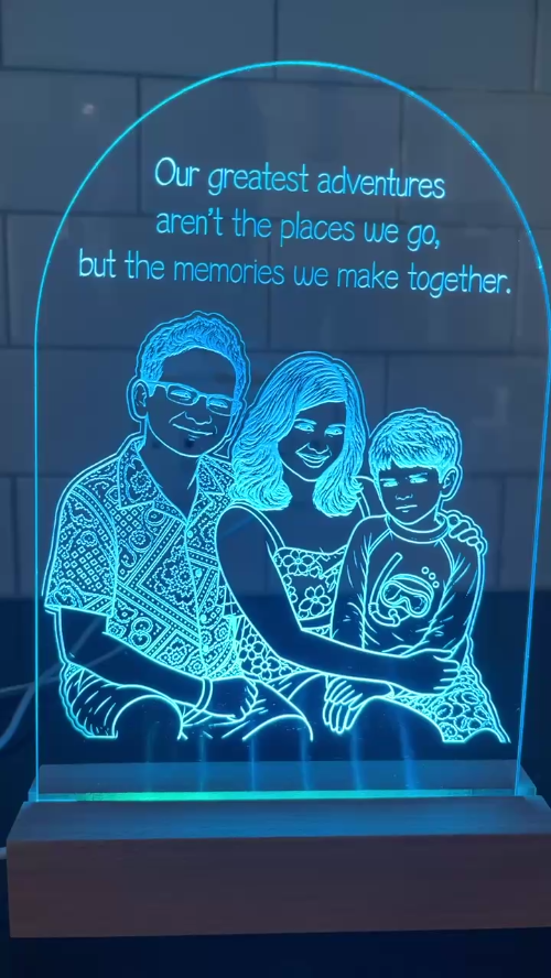 [Laser cut and engrave] Illuminated Family Portrait Acrylic Night Light