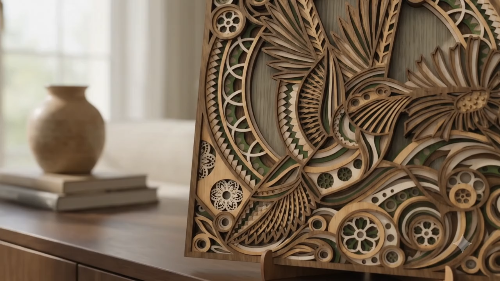 [Laser cut and engrave] 3D Layered Hummingbird Wall Art, Laser Cut SVG Mandala Floral File
