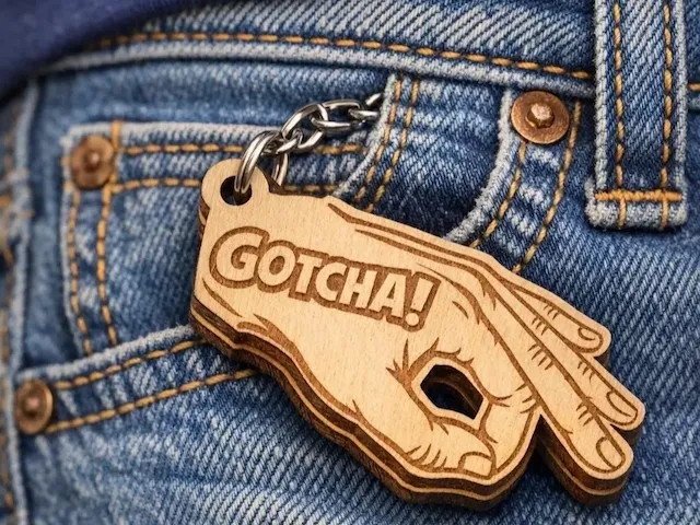 gotcha finger circle game wooden keychain
