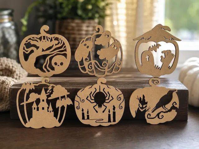 Halloween Pumpkin Silhouette Cutouts with Spooky Scenes