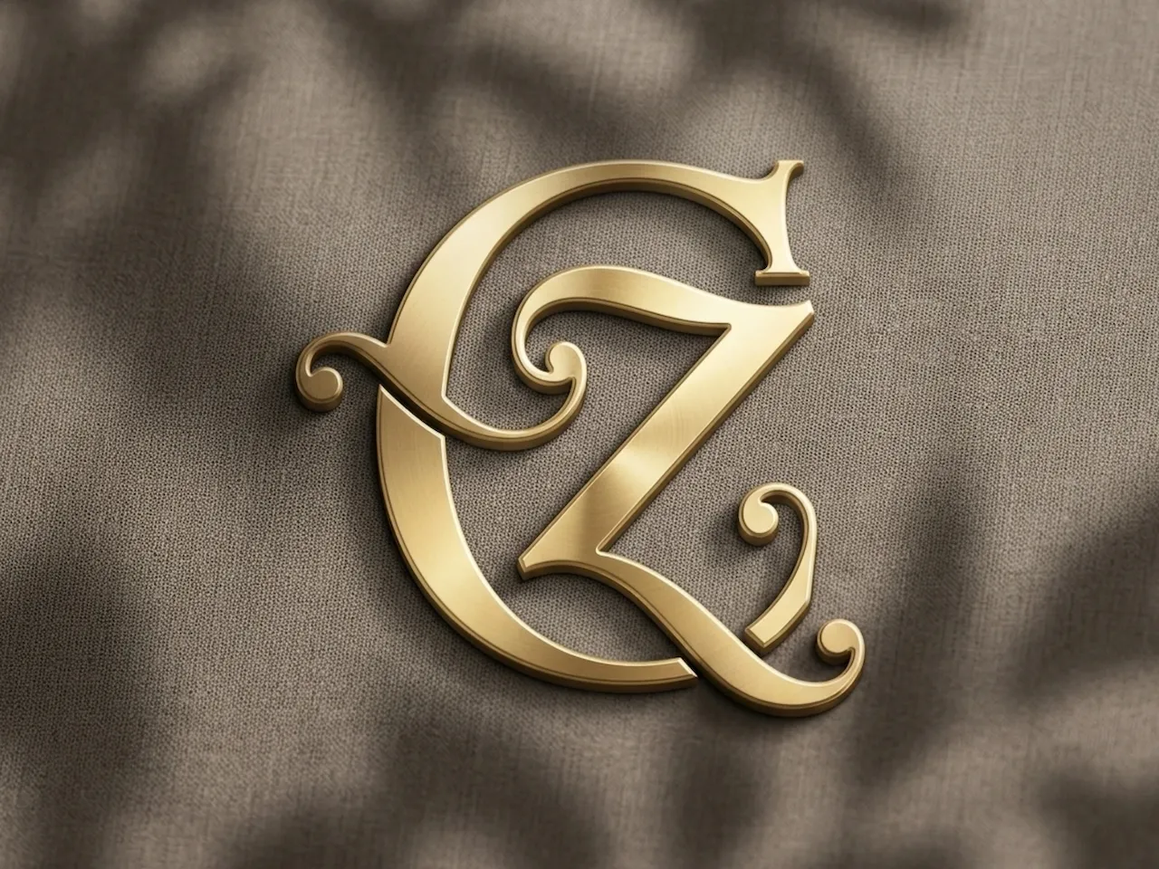 [Laser cut and engrave] CZ Royal Flourish Monogram Emblem