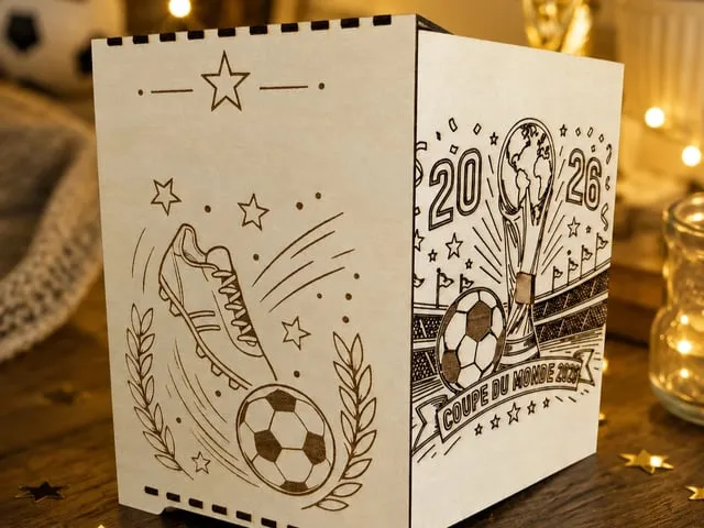 Tirelire en bois décorative sur le thème de la Coupe du Monde 2026