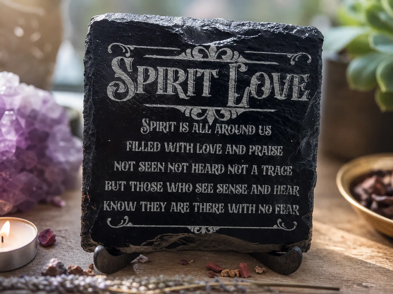 [Laser cut and engrave] Spirit Love Inspirational Quote Slate Plaque