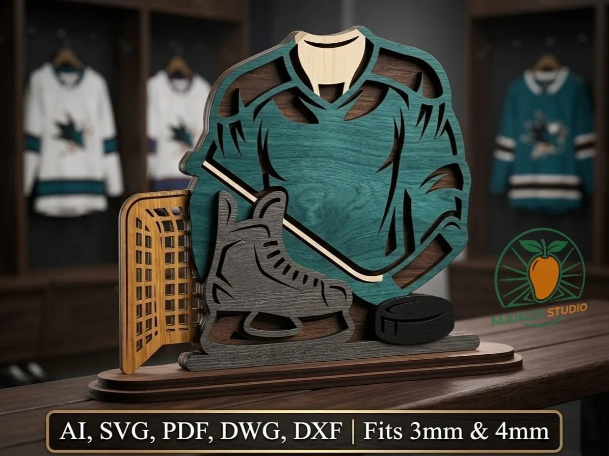 Multi-layer 3D Hockey Goal Stand SVG