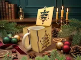 [Laser cut and engrave] Boîte en bois pour tasse avec motif de sapin de Noël