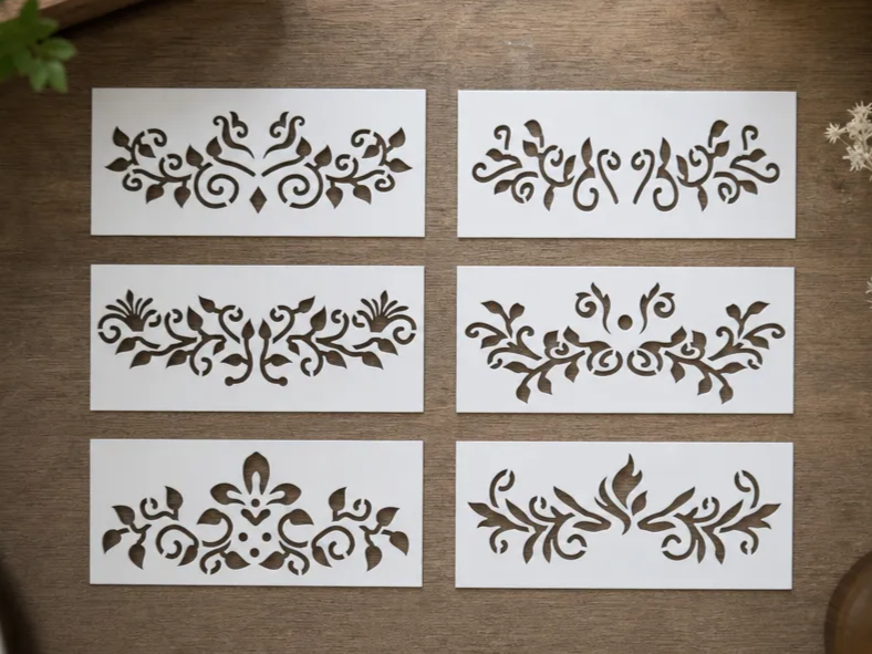 Floral Scrollwork Stencil Set for Painting and Crafting