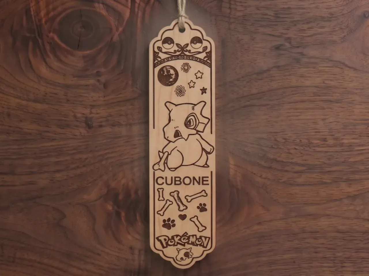 [Laser cut and engrave] Cubone Pokemon Character Wooden Bookmark