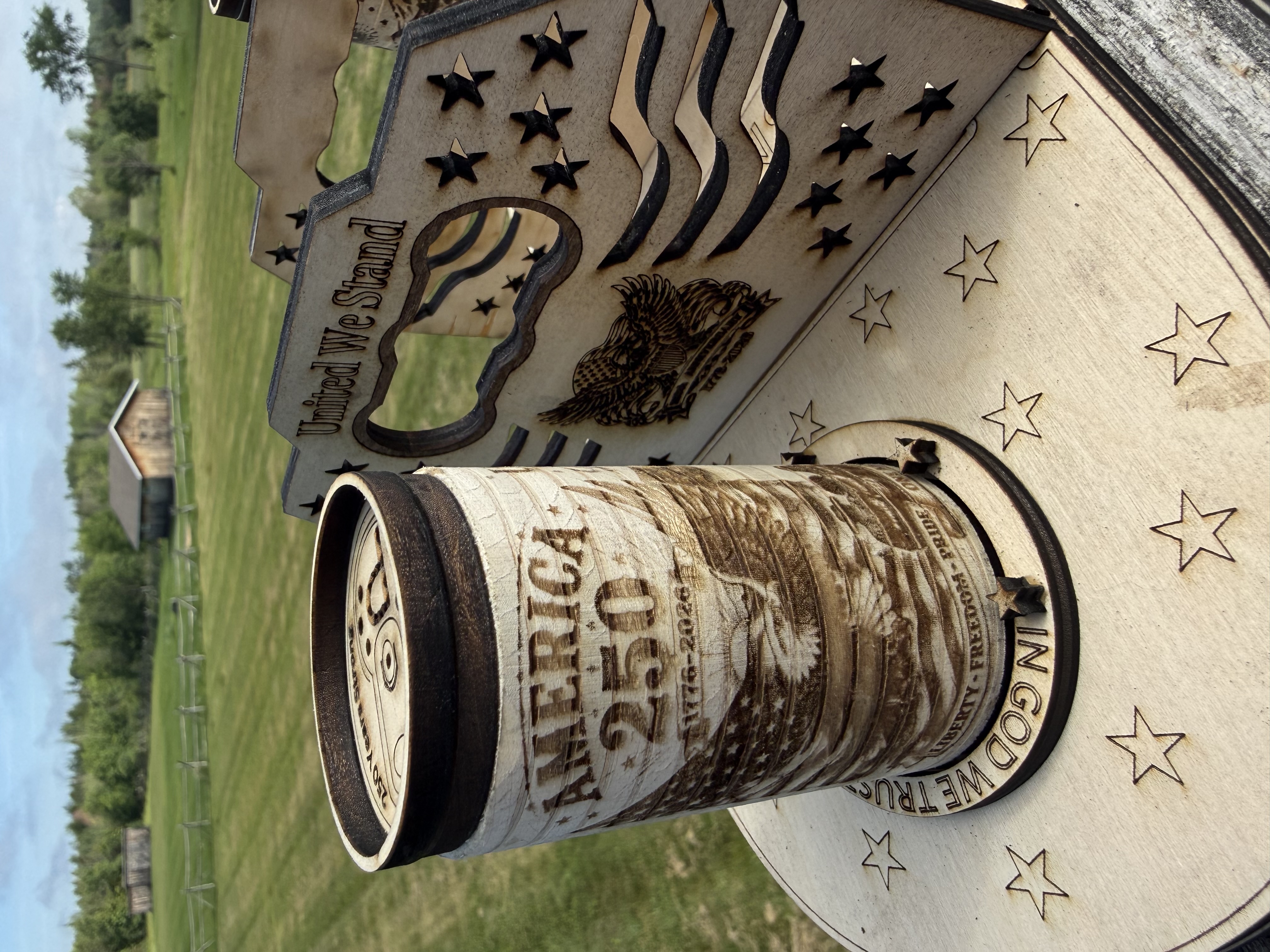 [Laser cut and engrave] Beer Soda Can Salt & Pepper Shakers + Matching Napkin Caddy America 250 Collection