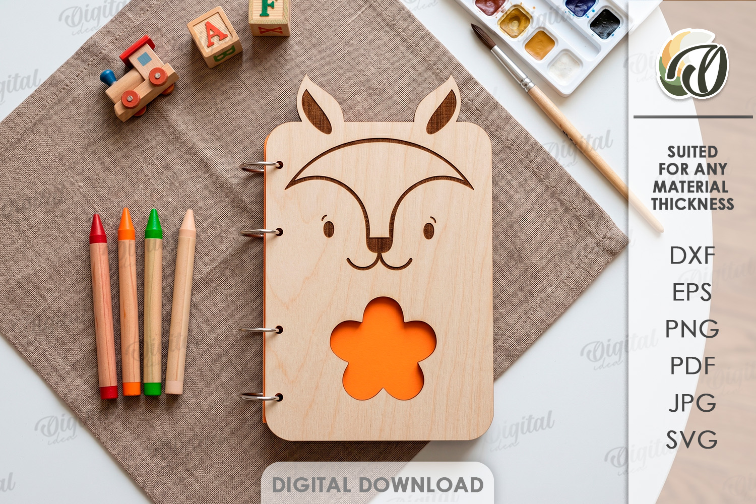 [Laser cut and engrave] Cute Notebook Covers Bundle. Animal Journal Cover Laser Cut Files. Kids Notebook. School SVG. 4 Ring Binder. Children's Planner
