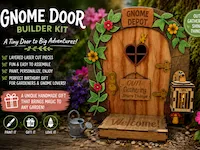 [Laser cut and engrave] Wooden Hobbit Gnome Door with Lantern Mailbox for Garden