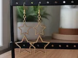 [Laser cut and engrave] Boucles d'oreilles pendantes en forme d'étoiles superposées