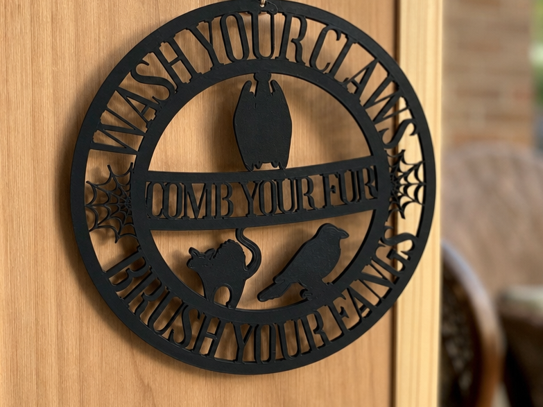 Wash Your Claws Comb Your Fur Brush Your Fangs Bathroom Sign