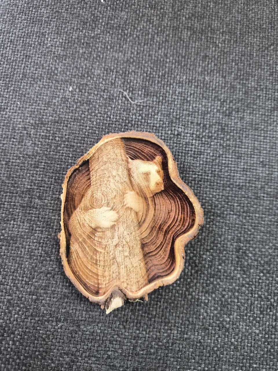 [Laser cut and engrave] Деревянный спил с изображением медведя на дереве