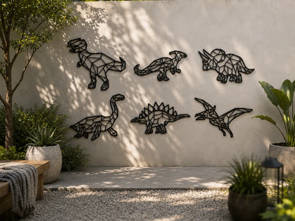 Set of 6 Geometric Dinosaur Wall Art Set for Kids Room or Nursery Bundle