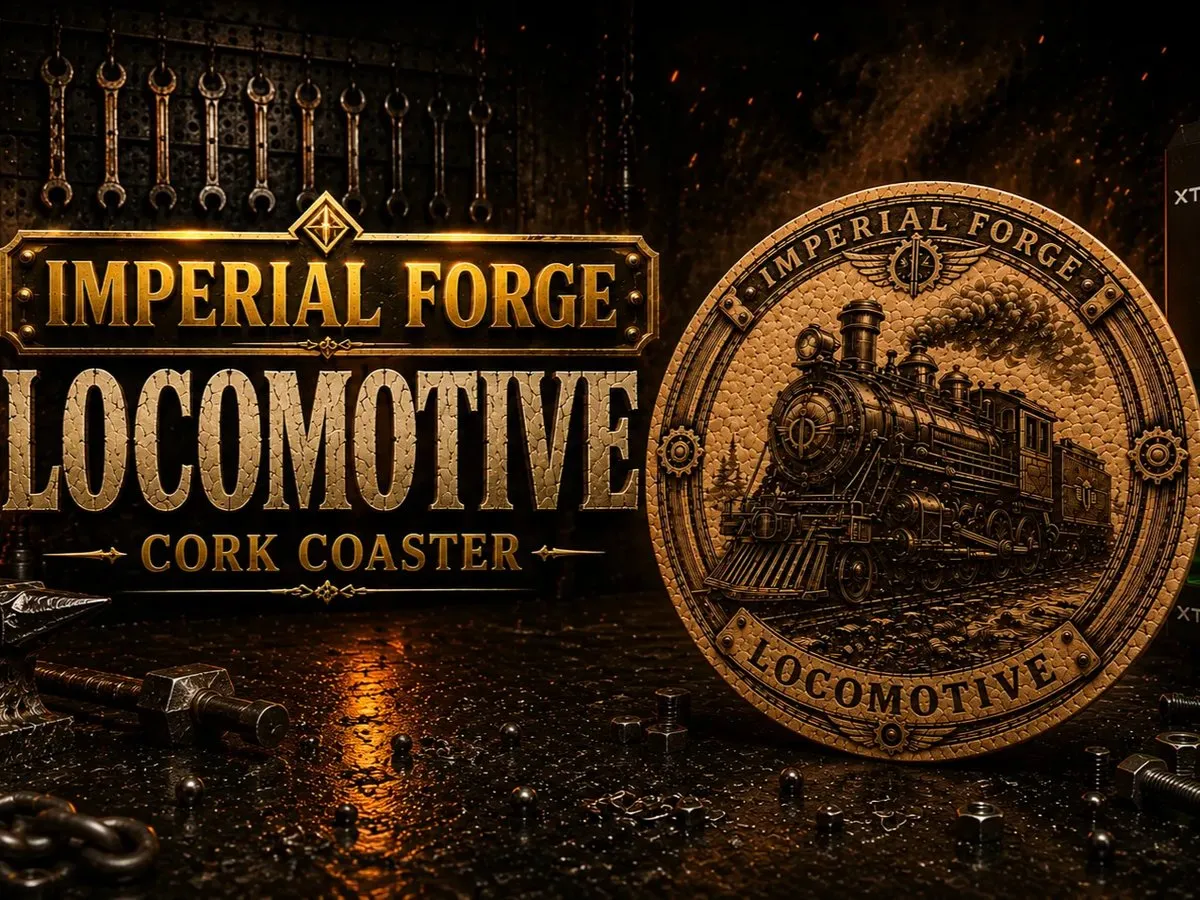 [Laser cut and engrave] Imperial Forge Locomotive Round Cork Coaster