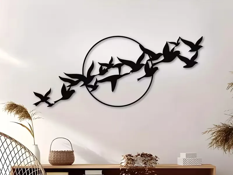 Vogelschwarm im Flug Tiersilhouette Wandkunst
