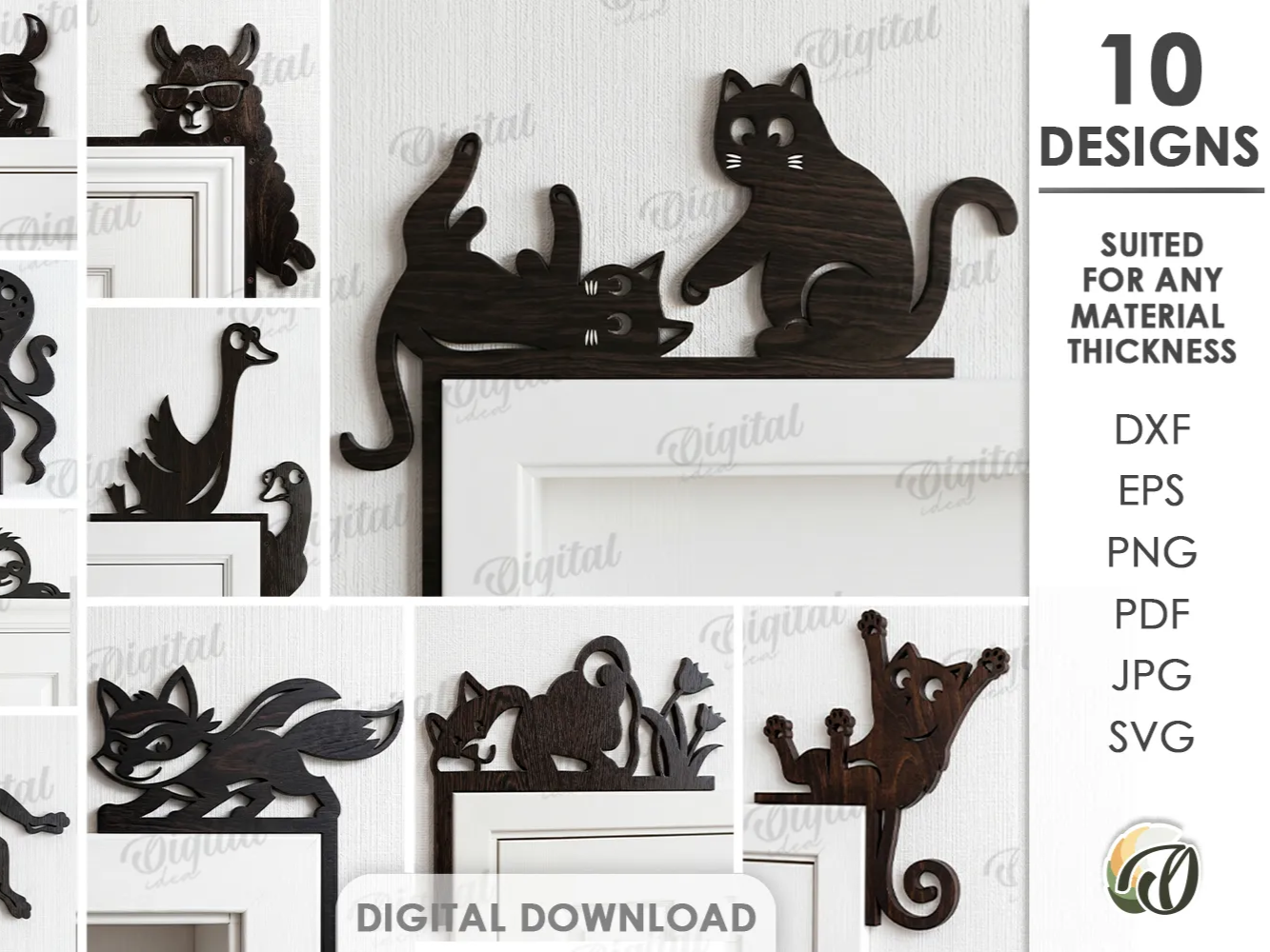 Funny door corners bundle. Animal trim corner laser cut. Door frame signs svg. Kids room decor. Door topper. Entryway decoration. Wall art