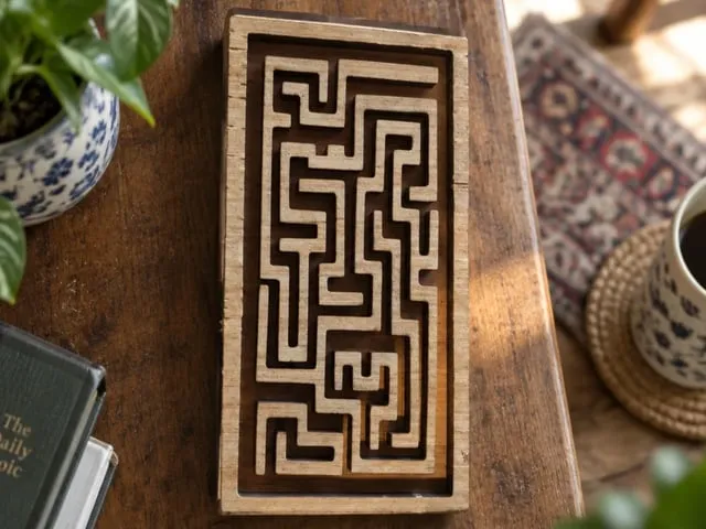 Labyrinthe en bois rectangulaire pour jeu de réflexion