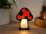 [Laser cut and engrave] Mushroom Shaped Table Lamp with Red Cap