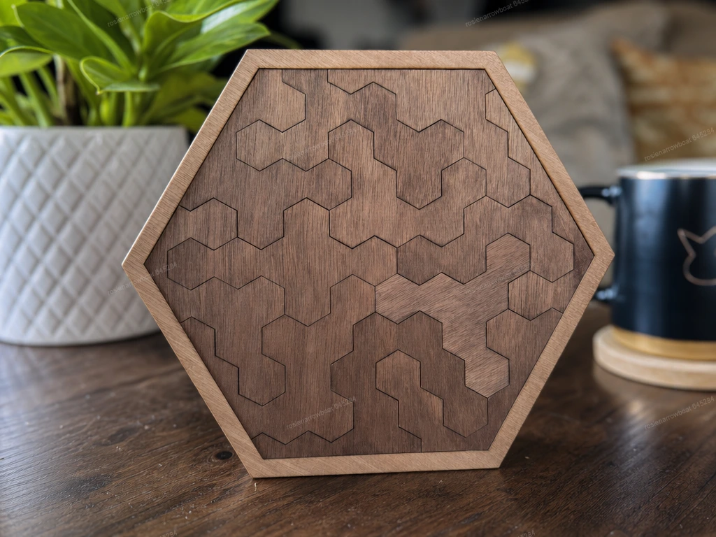 Hexagonal Wooden Tiling Brain Teaser Puzzle