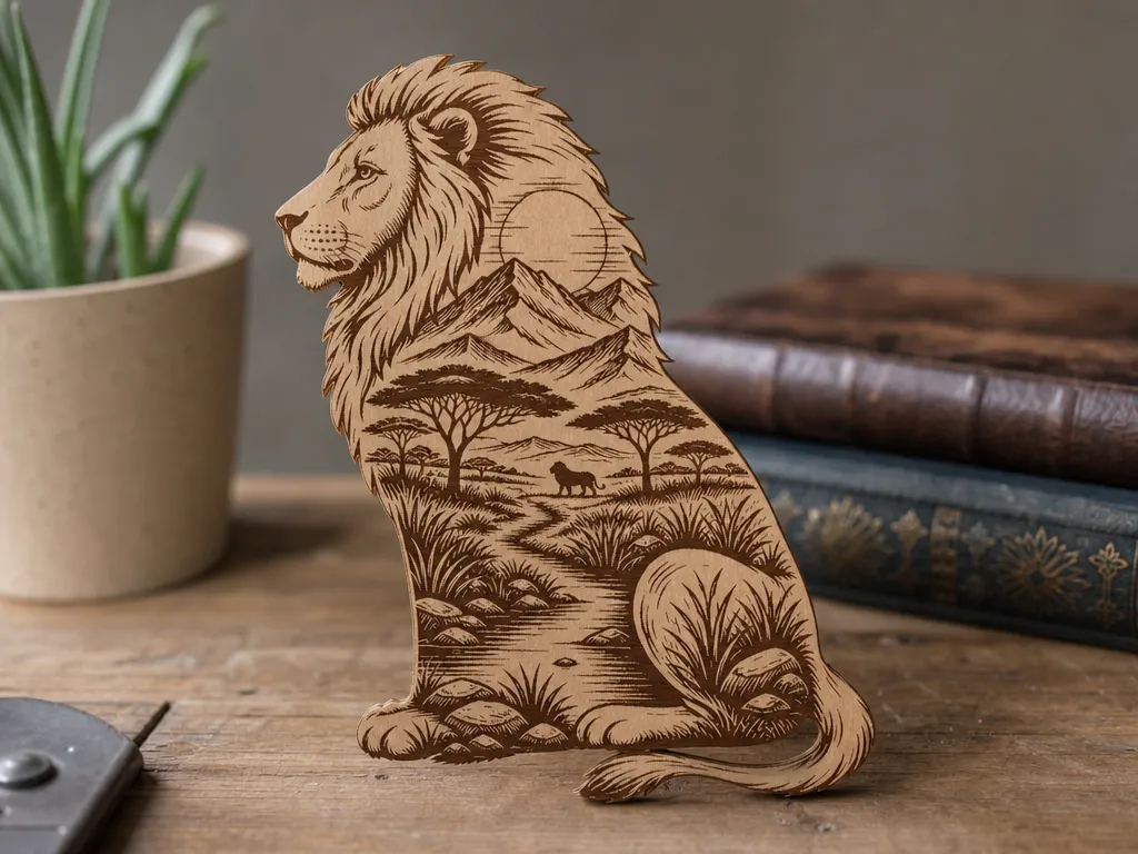 Scenic Lion Sculpture – Laser Cut and Engrave