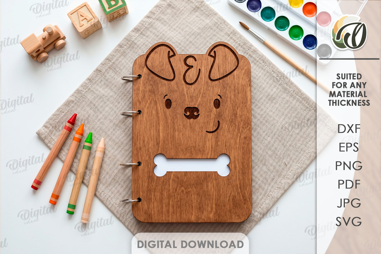 [Laser cut and engrave] Cute Notebook Covers Bundle. Animal Journal Cover Laser Cut Files. Kids Notebook. School SVG. 4 Ring Binder. Children's Planner