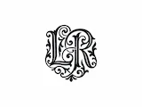 [Laser cut and engrave] Monogramme doré LR avec ornements floraux sur fond violet