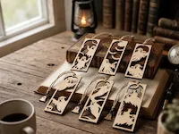 [Laser cut and engrave,Other] Halloween Ghost Themed Wooden Bookmarks with Hanging Charms