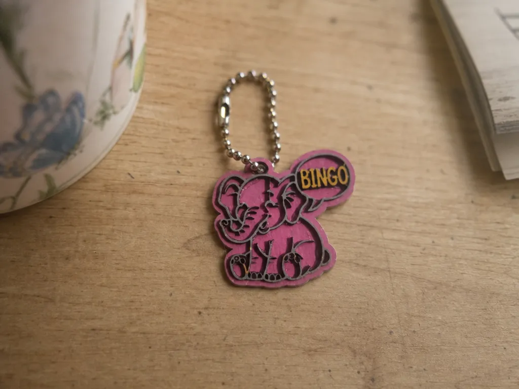 Pink Elephant Bingo Keychain