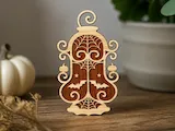 [Laser cut and engrave] Halloween Lantern Ornament with Bat and Spiderweb Motif