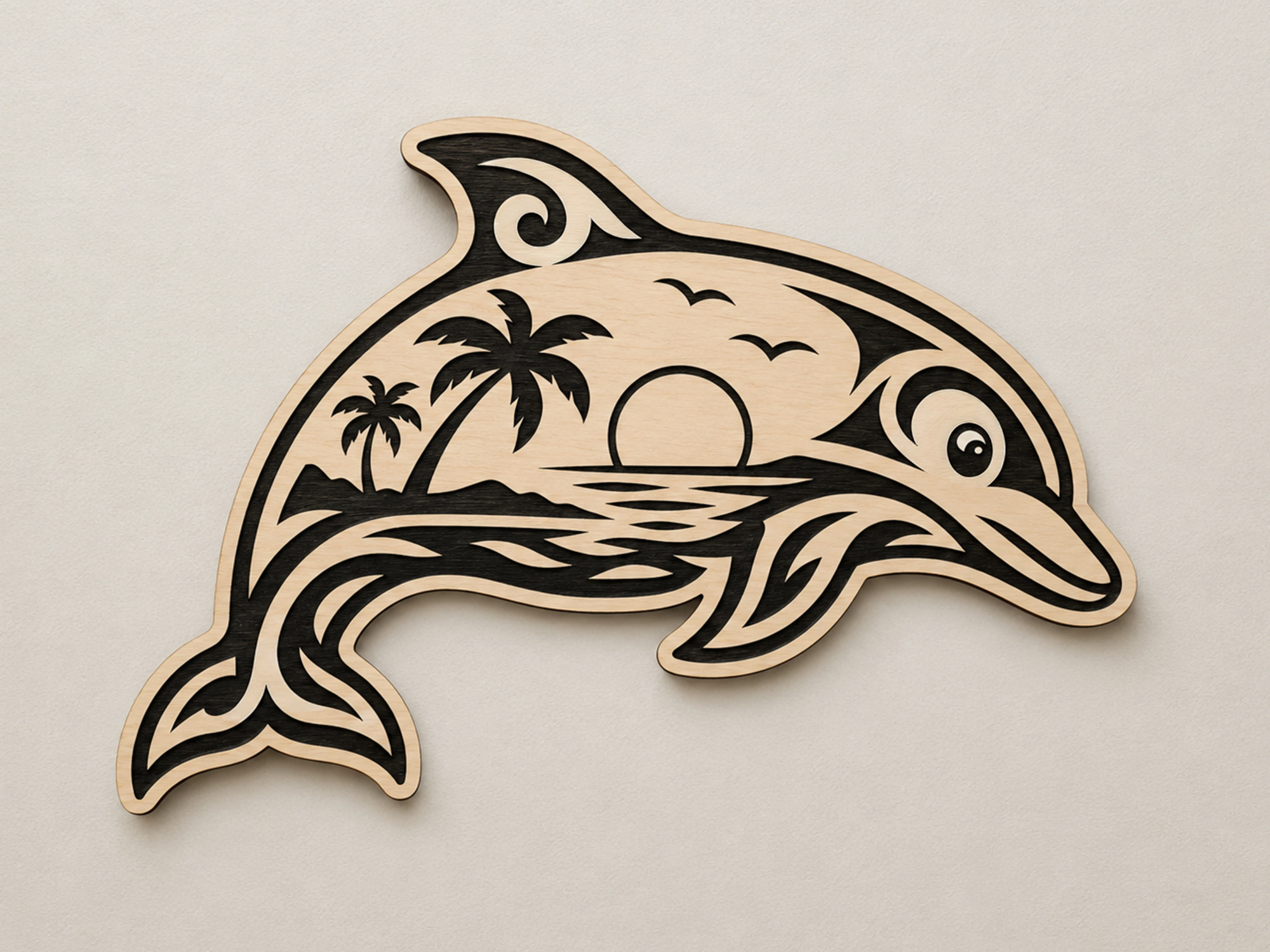 Dolphin Tribal Tropical Beach Scene