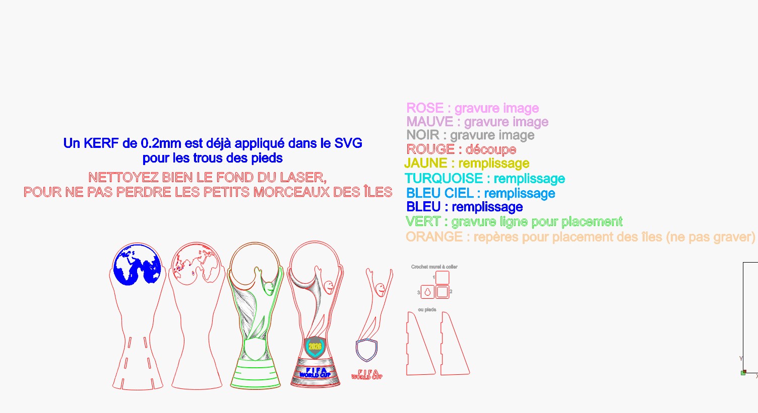 [Laser cut and engrave] Trophée de la Coupe du Monde 2026 multicouche