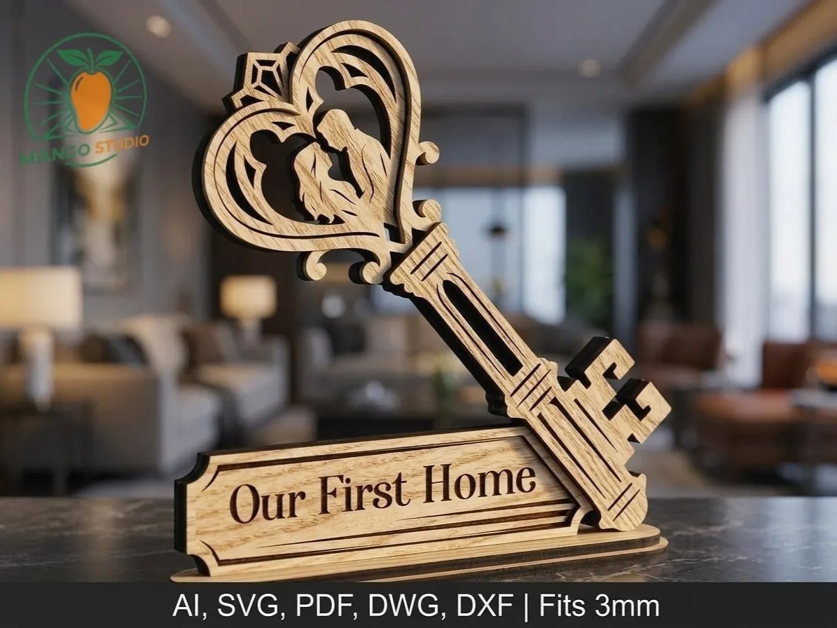 3D First Home Key Multilayer Laser SVG