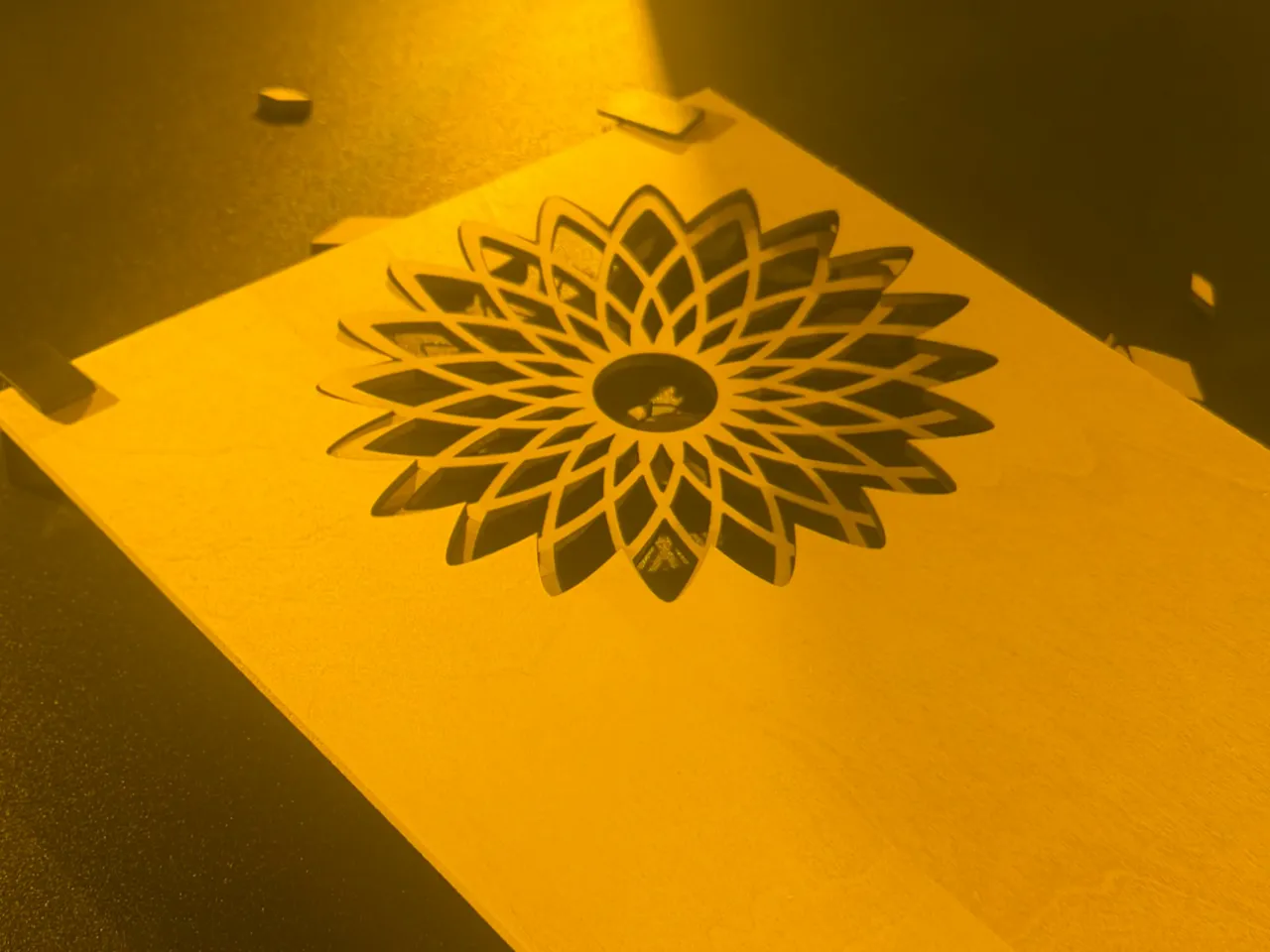 [Laser cut and engrave] Wooden Mandala Flower Wall Art Panel