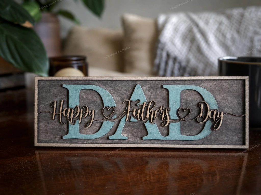 Happy Father's Day DAD layered wooden tabletop sign