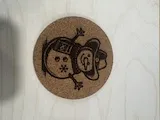 [Laser cut and engrave] Round Cork Coaster Featuring a Detailed Santa Claus Portrait