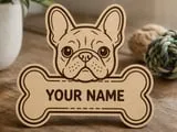 [Laser cut and engrave] French Bulldog Bone Shaped Personalized Pet Name Sign