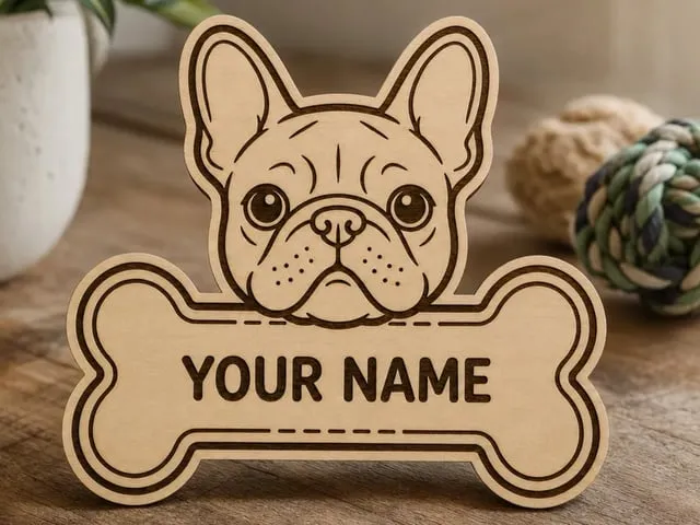 French Bulldog Bone Shaped Personalized Pet Name Sign