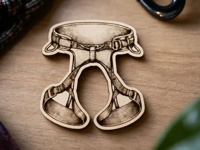 Climbing Harness Silhouette Wood Cutout