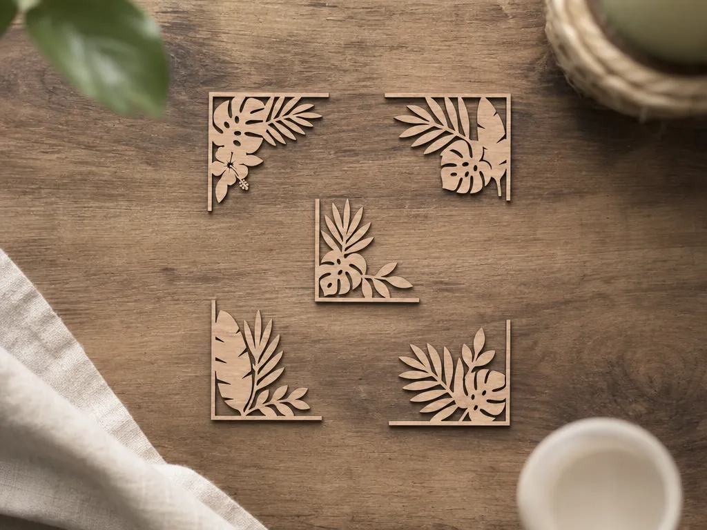 Tropical Leaf Corner Accents for Photo Frames and Scrapbooking