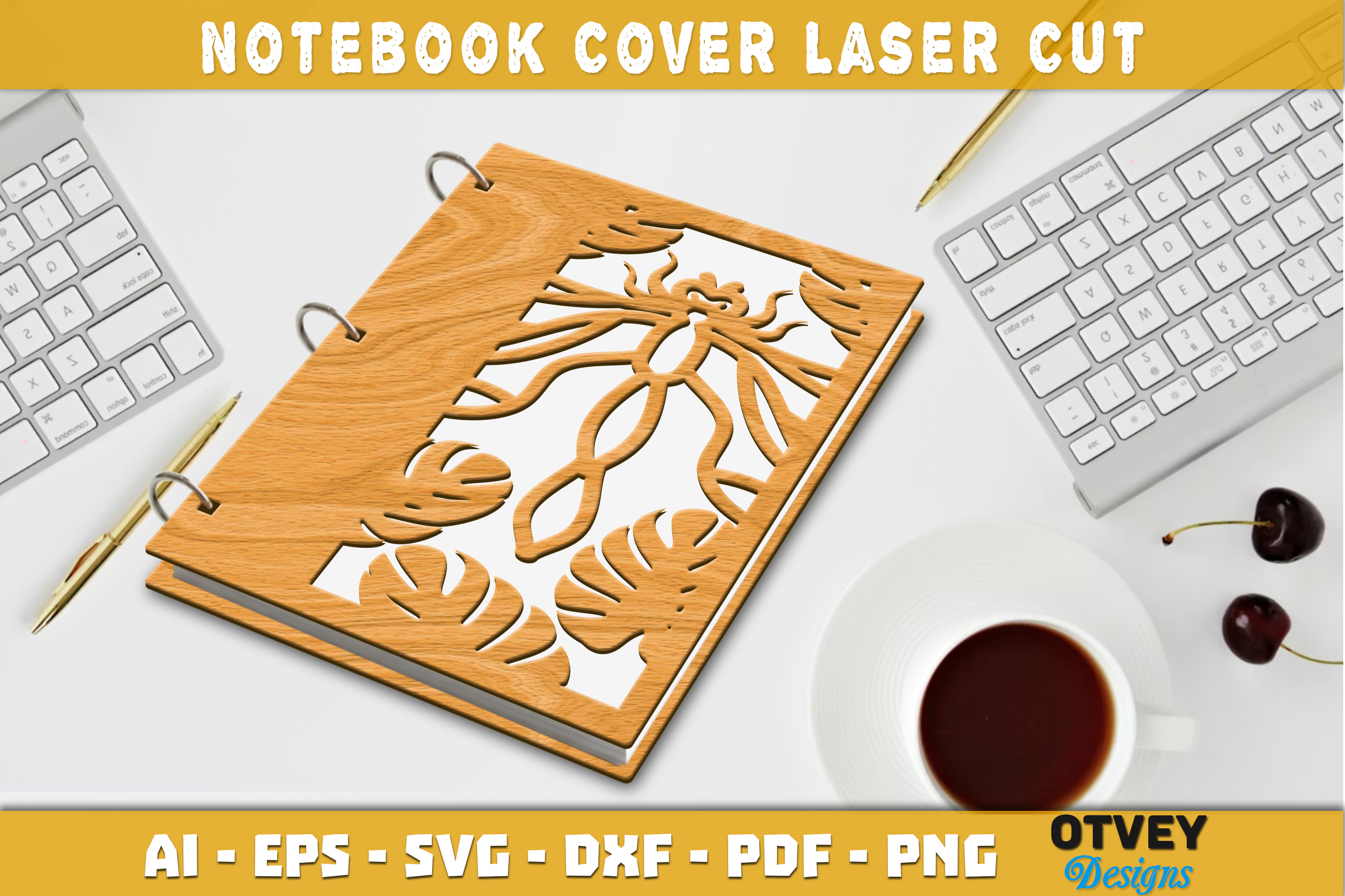 [Laser cut and engrave] Dragonfly Notebook Cover Laser Cut 12 Designs