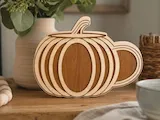 [Laser cut and engrave] Wooden Pumpkin Shaped Tabletop Sign for Fall Home Decor