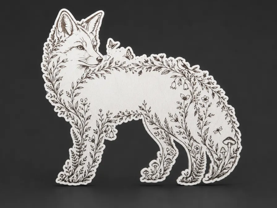 Fox Silhouette Wall Art with Floral and Botanical Illustration
