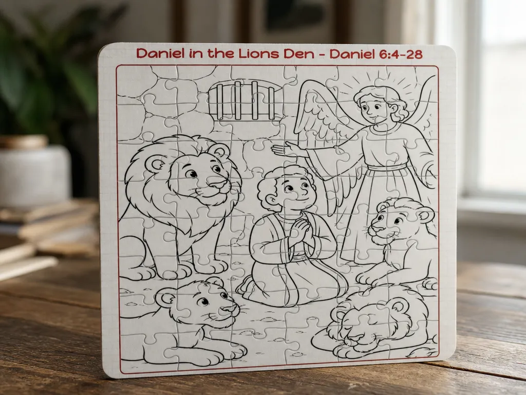 Daniel in the Lions Den Bible Story Coloring Jigsaw Puzzle